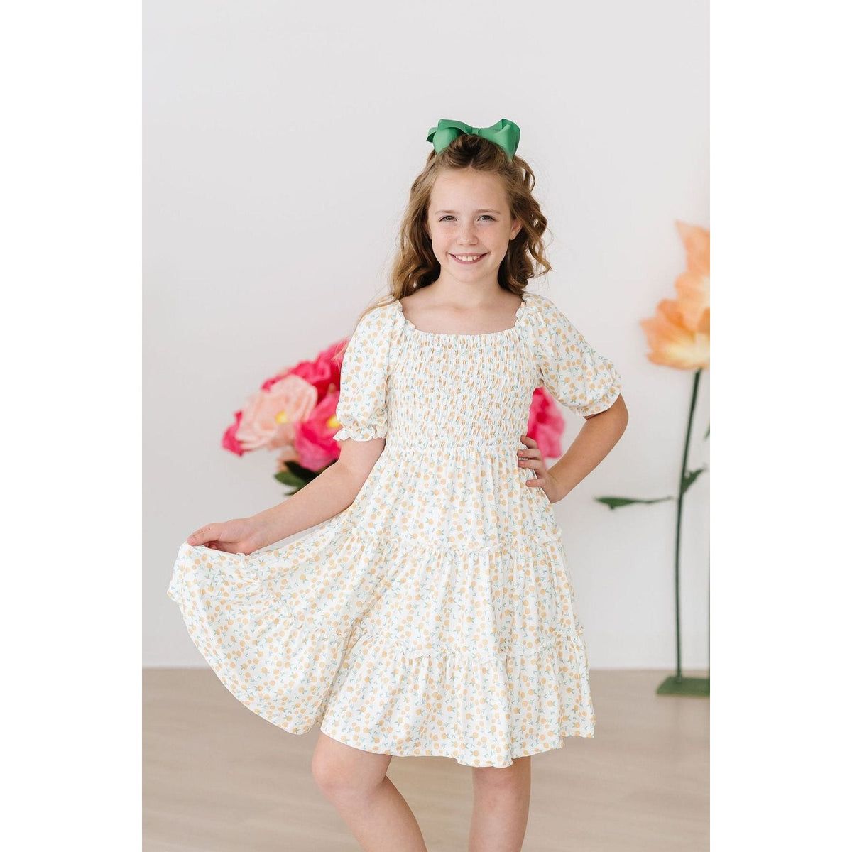 Marvelous Marigolds Smocked Ruffle Dress