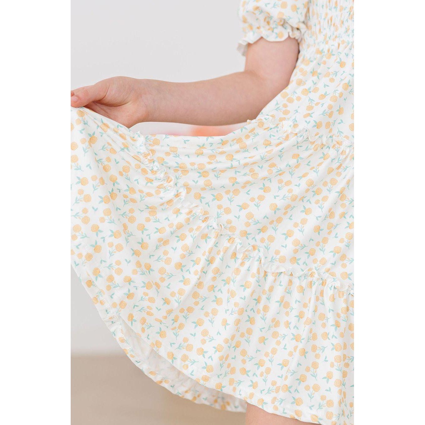 Marvelous Marigolds Smocked Ruffle Dress