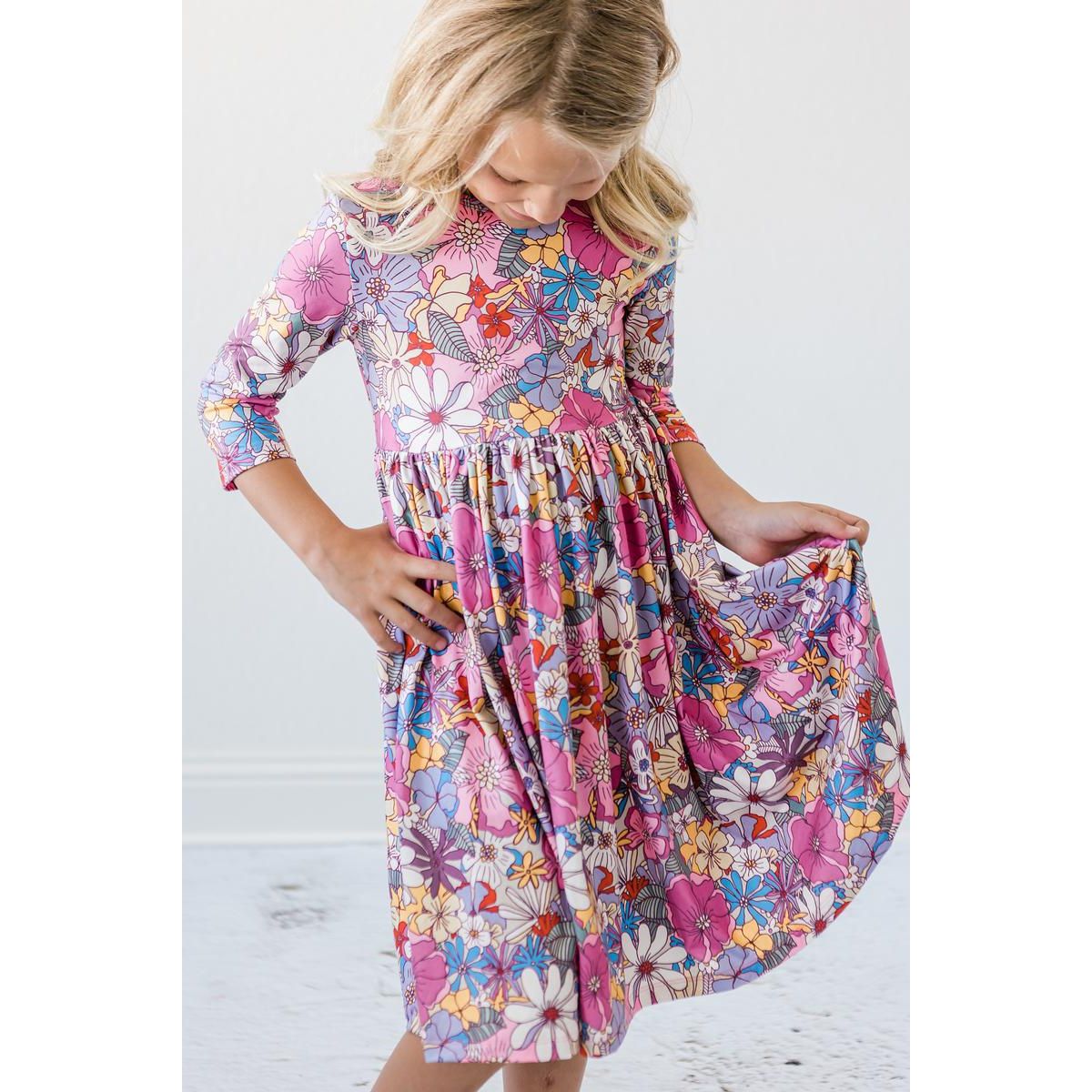 Mauve What's Up Buttercup 3/4 Sleeve Pocket Twirl Dress
