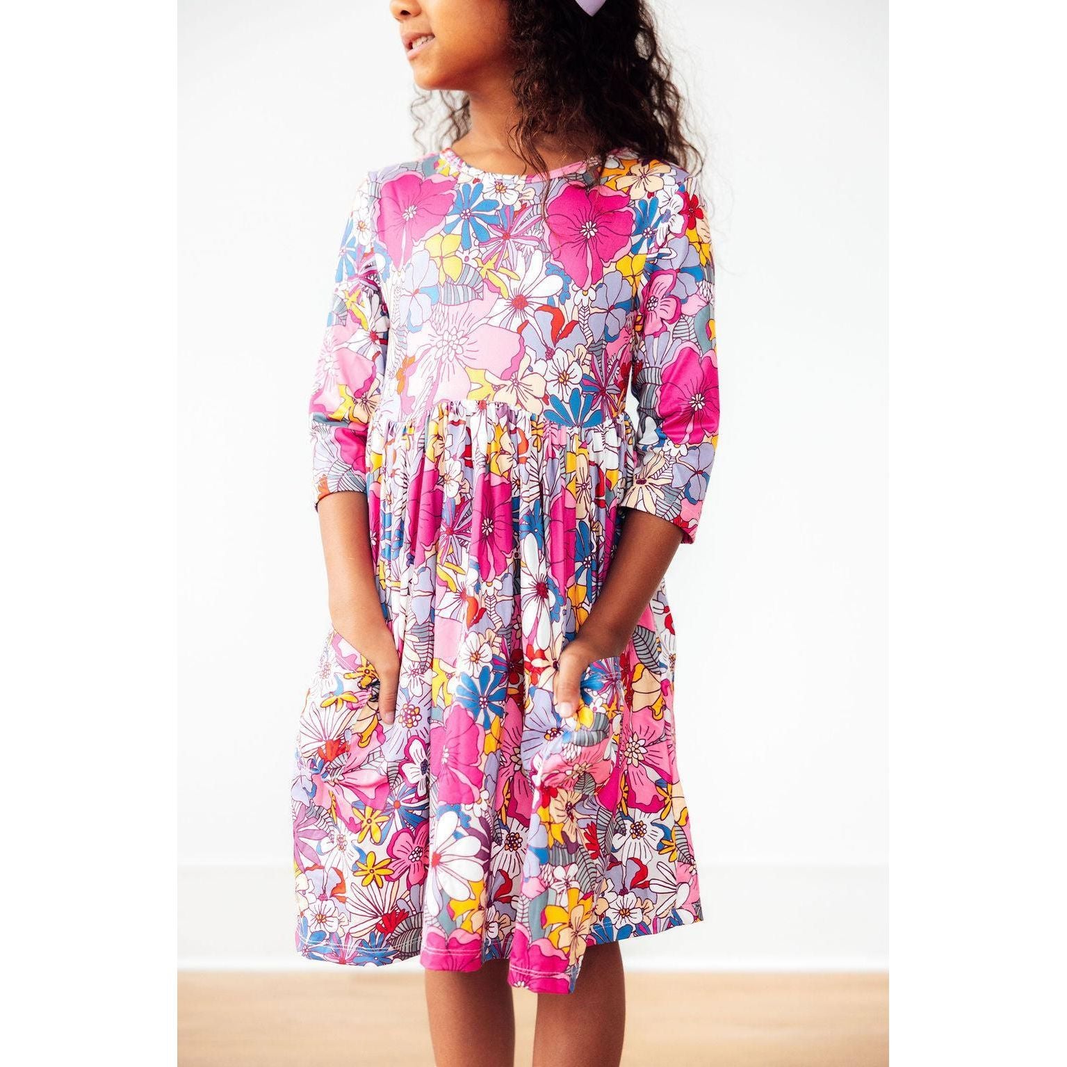 Mauve What's Up Buttercup 3/4 Sleeve Pocket Twirl Dress