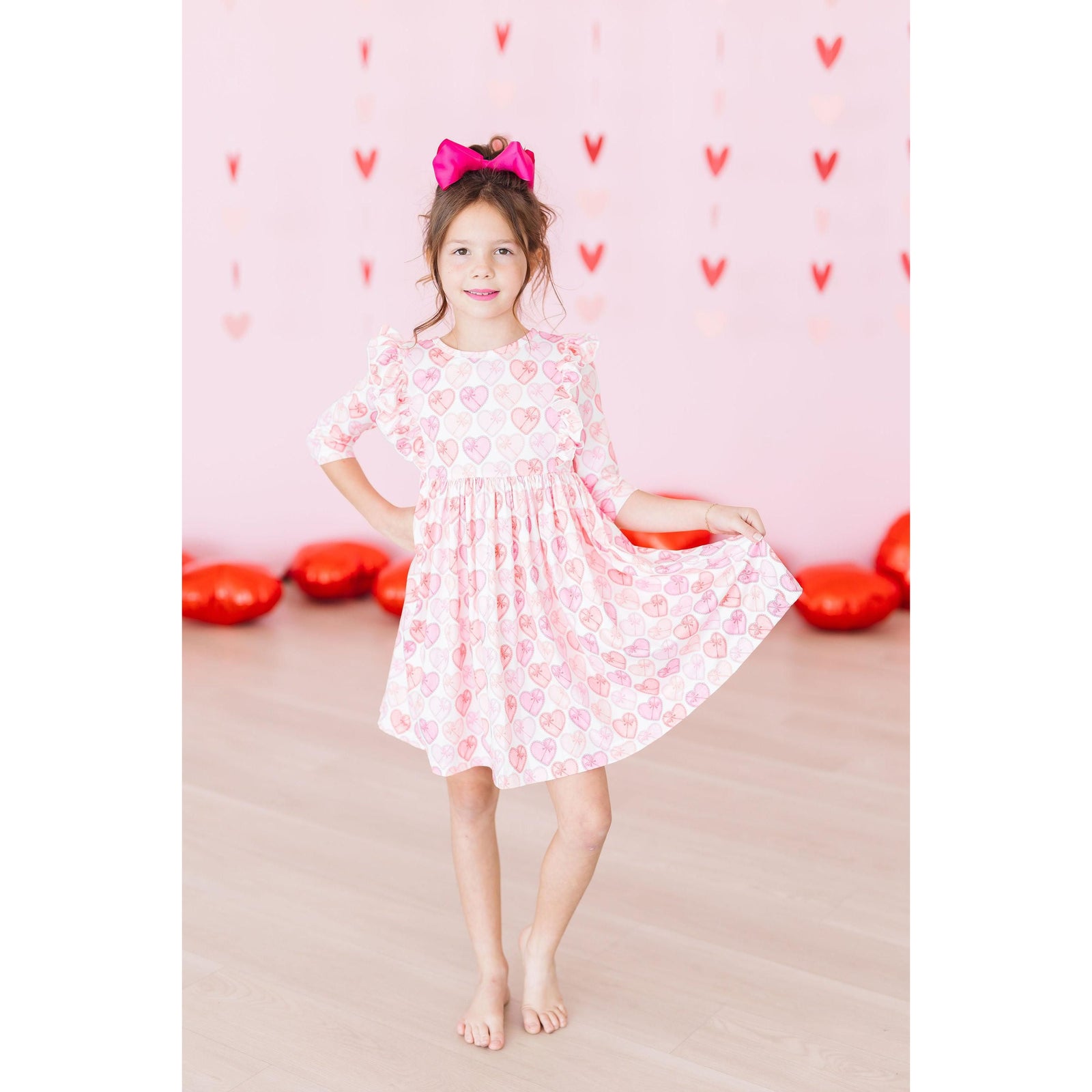 Melt My Heart 3/4 Sleeve Ruffle Twirl Dress