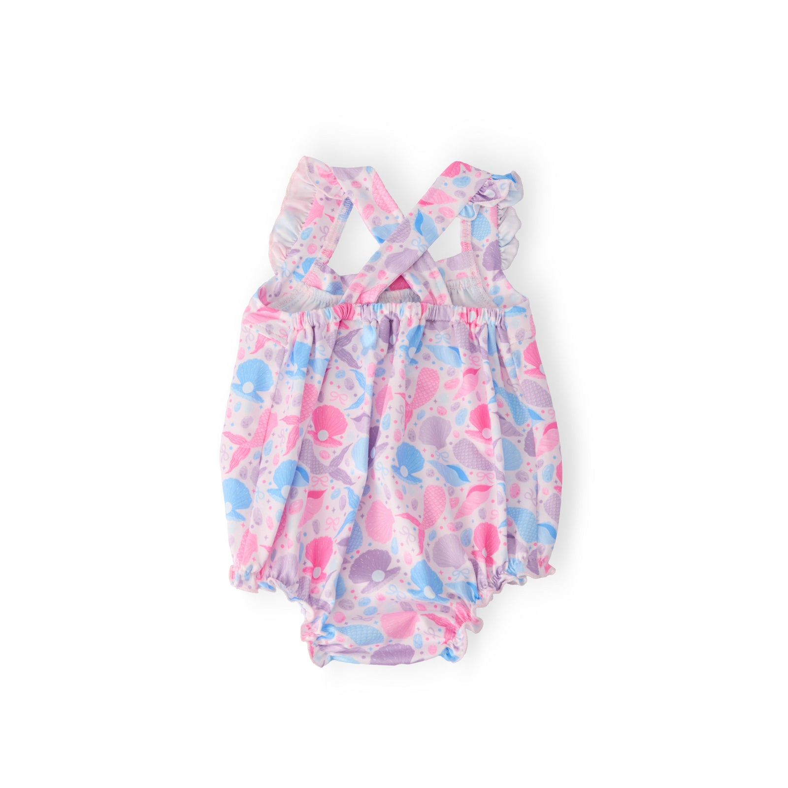 Mermaid Tails Ruffle Cross Back Romper