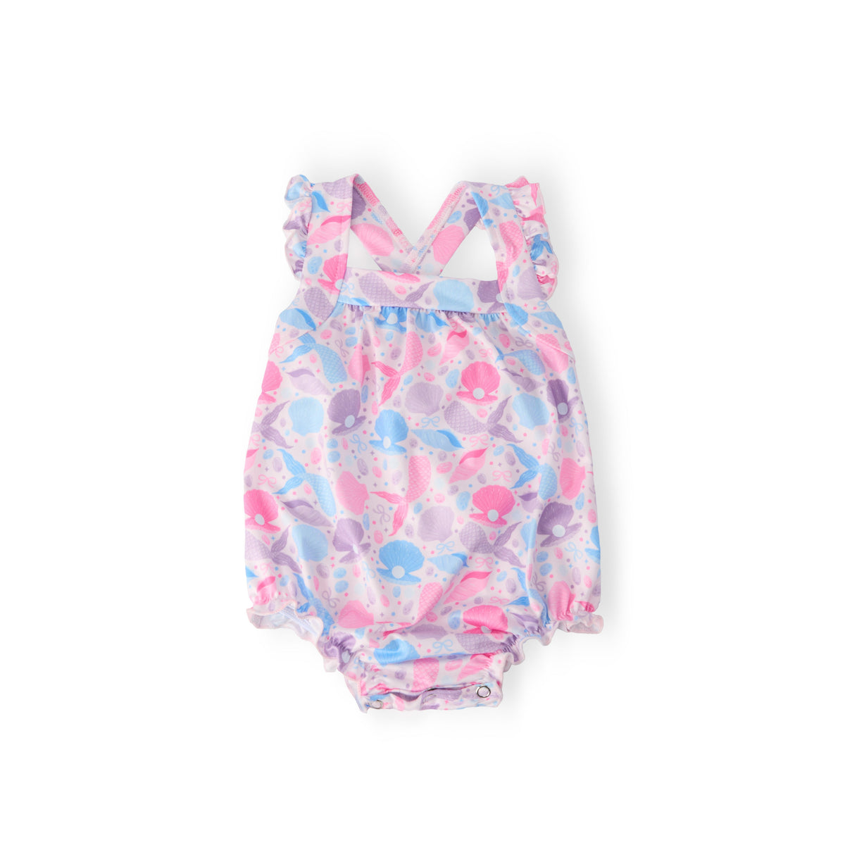 Mermaid Tails Ruffle Cross Back Romper