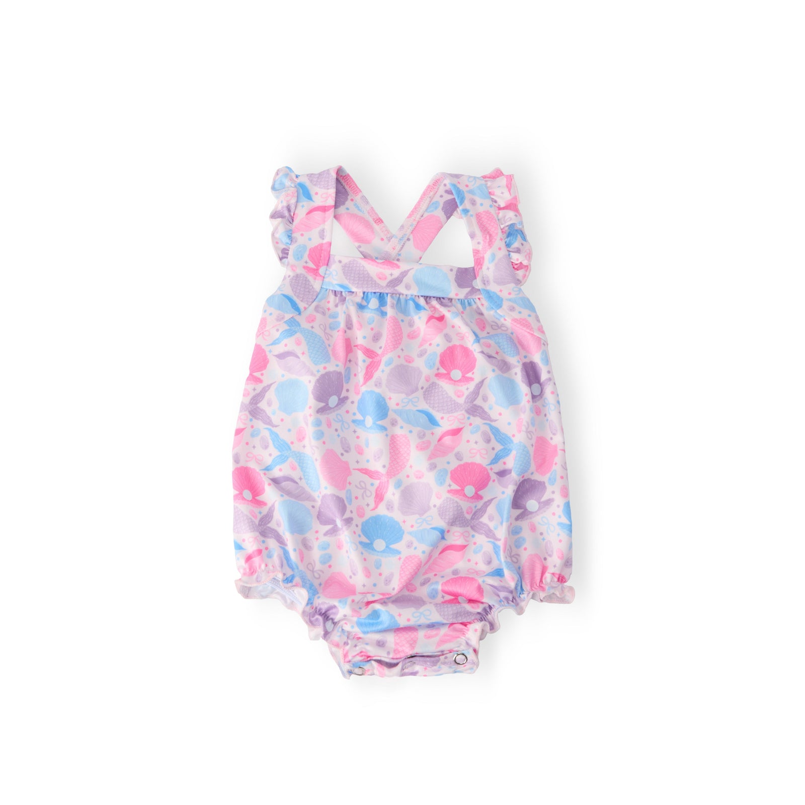 Mermaid Tails Ruffle Cross Back Romper