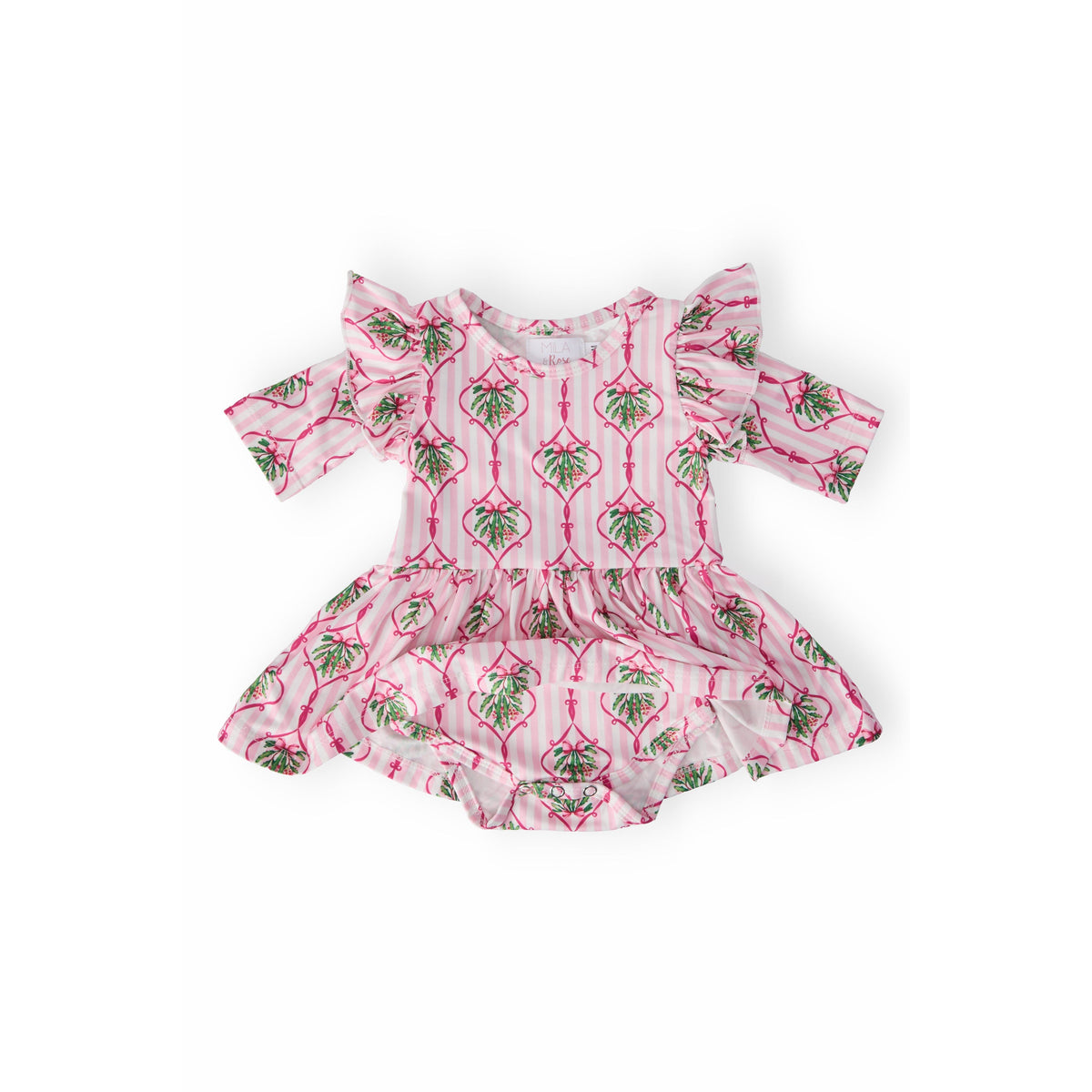 Merry Mistletoe 3/4 Sleeve Twirl Flutter Bodysuit