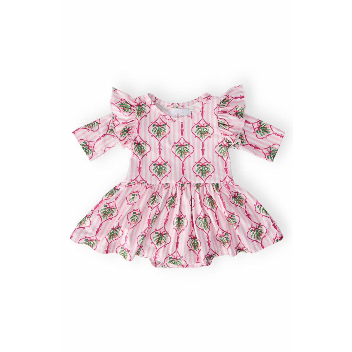 Merry Mistletoe 3/4 Sleeve Twirl Flutter Bodysuit