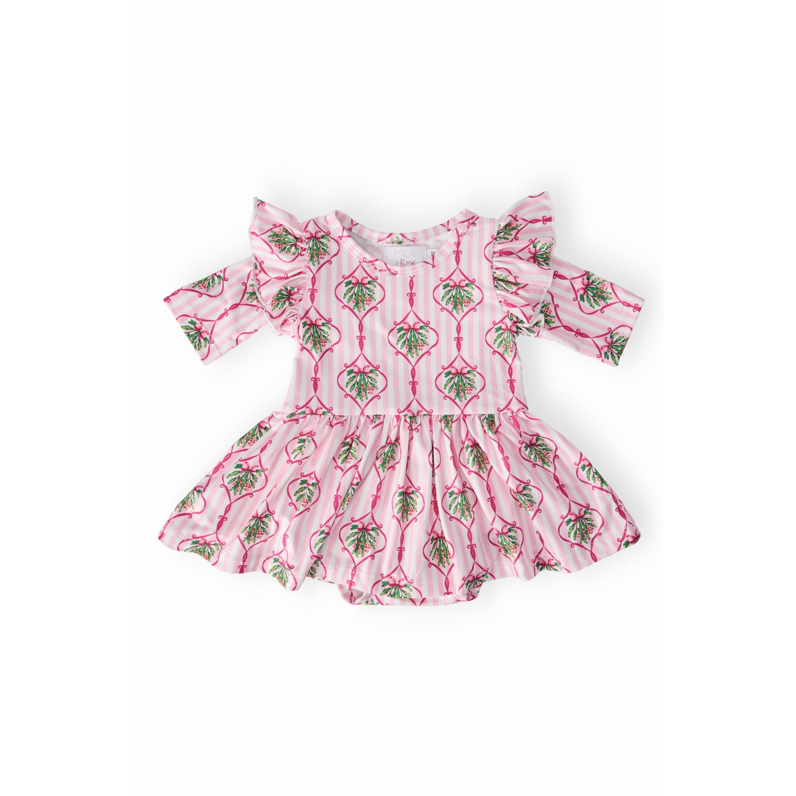 Merry Mistletoe 3/4 Sleeve Twirl Flutter Bodysuit