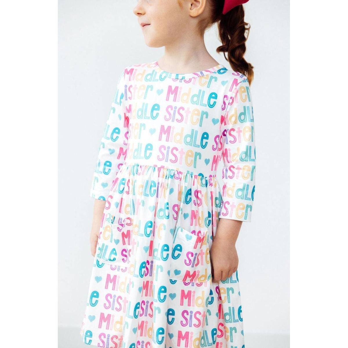 Middle Sister 3/4 Sleeve Pocket Twirl Dress