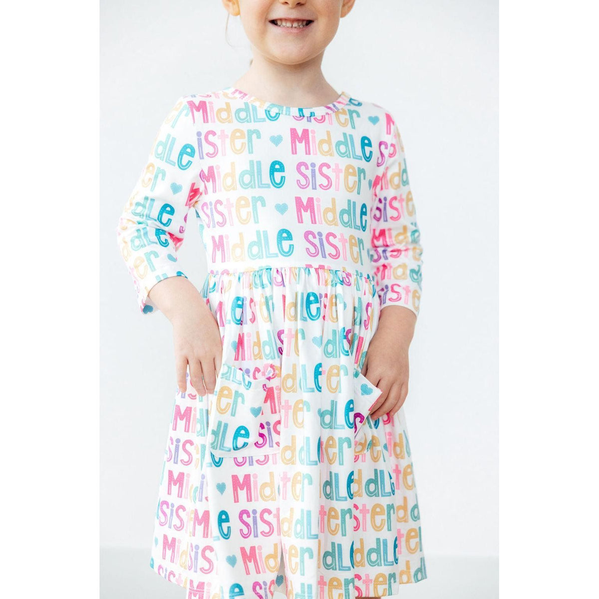 Middle Sister 3/4 Sleeve Pocket Twirl Dress