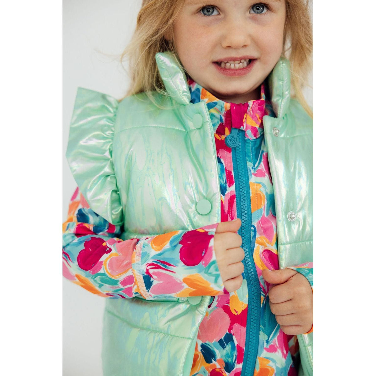 SALE Mint Iridescent Puffer Vest