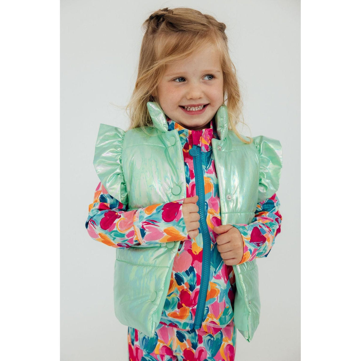SALE Mint Iridescent Puffer Vest