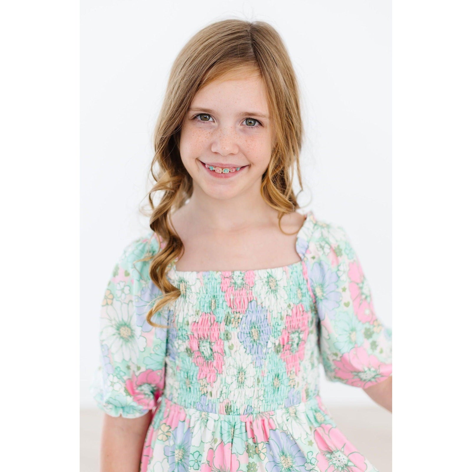 Minty Meadow Smocked Ruffle Dress