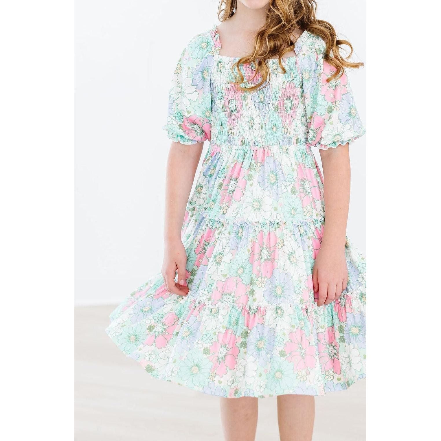 Minty Meadow Smocked Ruffle Dress