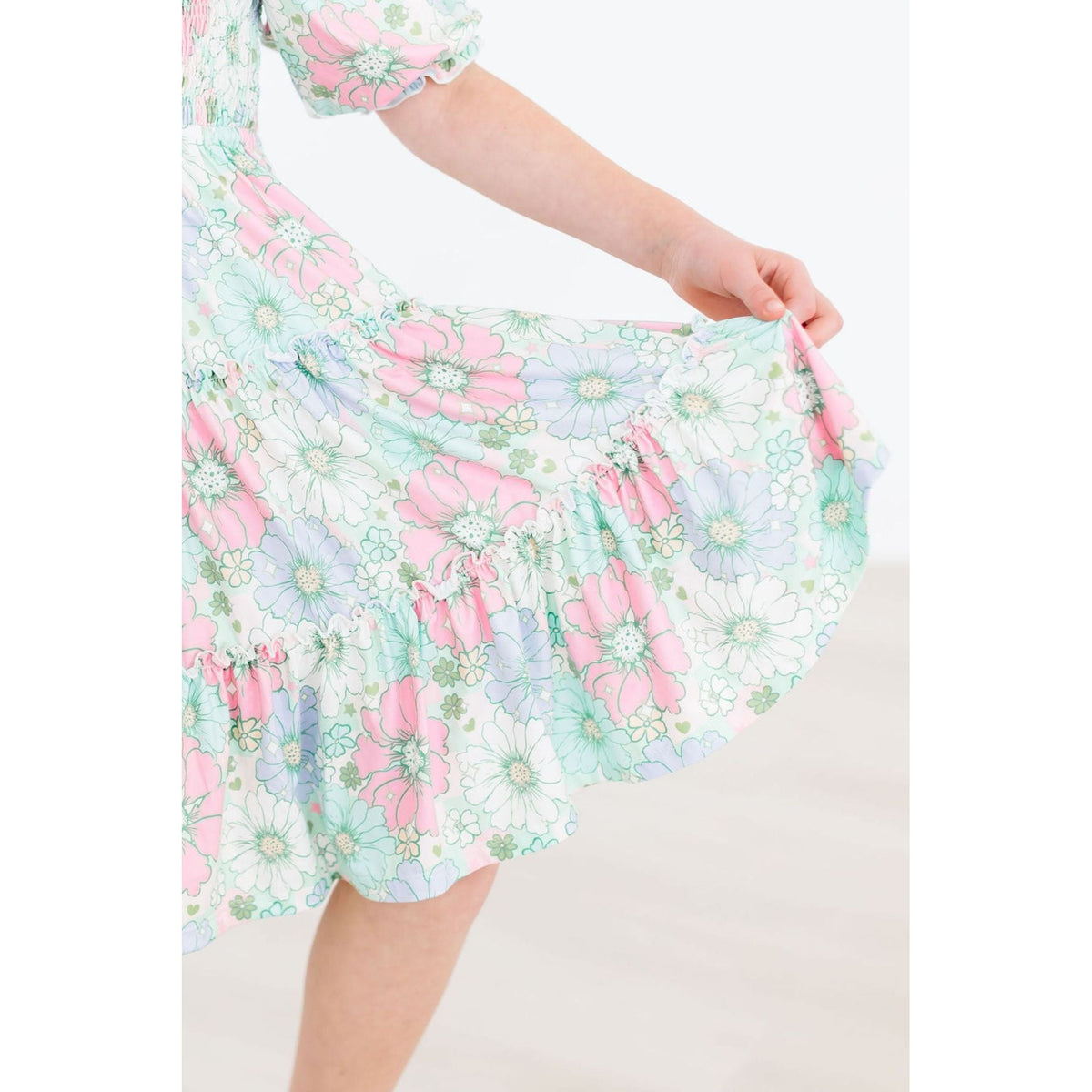 Minty Meadow Smocked Ruffle Dress