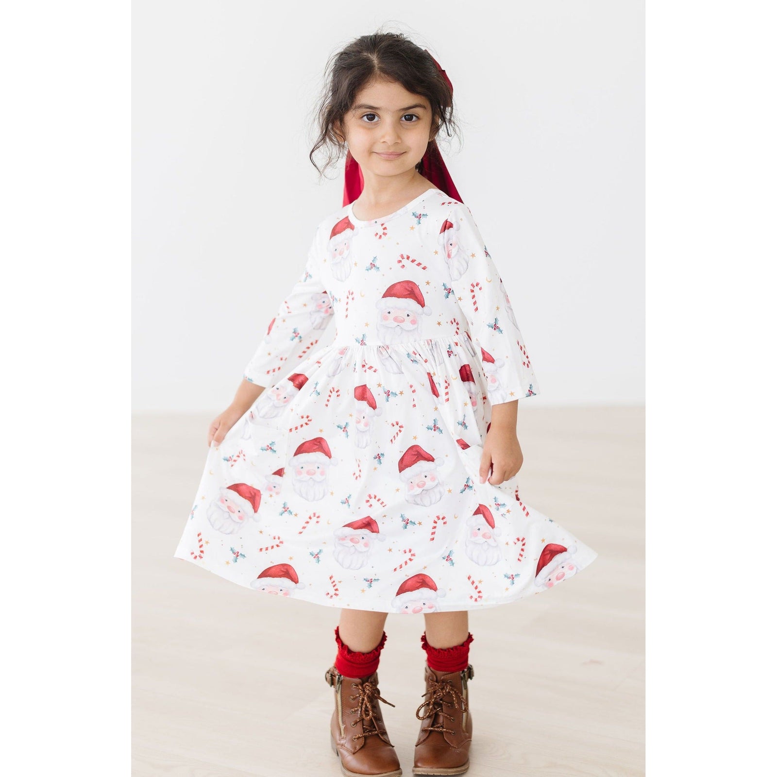 Mistletoe Magic 3/4 Sleeve Pocket Twirl Dress