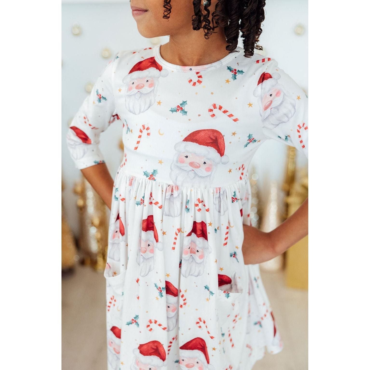 Mistletoe Magic 3/4 Sleeve Pocket Twirl Dress