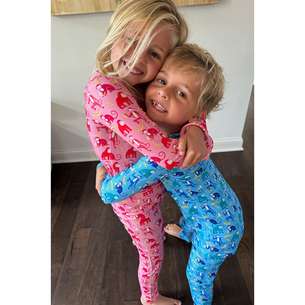 Long Sleeve Pajama Set - Monkeying Around Pink