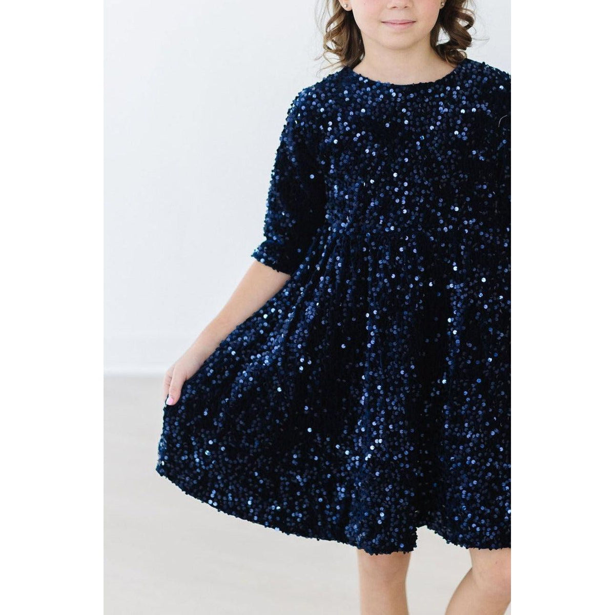 Navy Velvet Sequin Dress