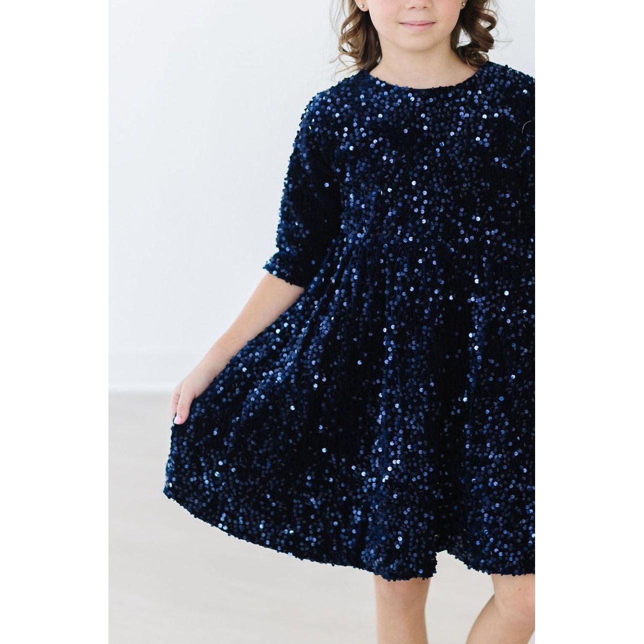 Navy Velvet Sequin Dress