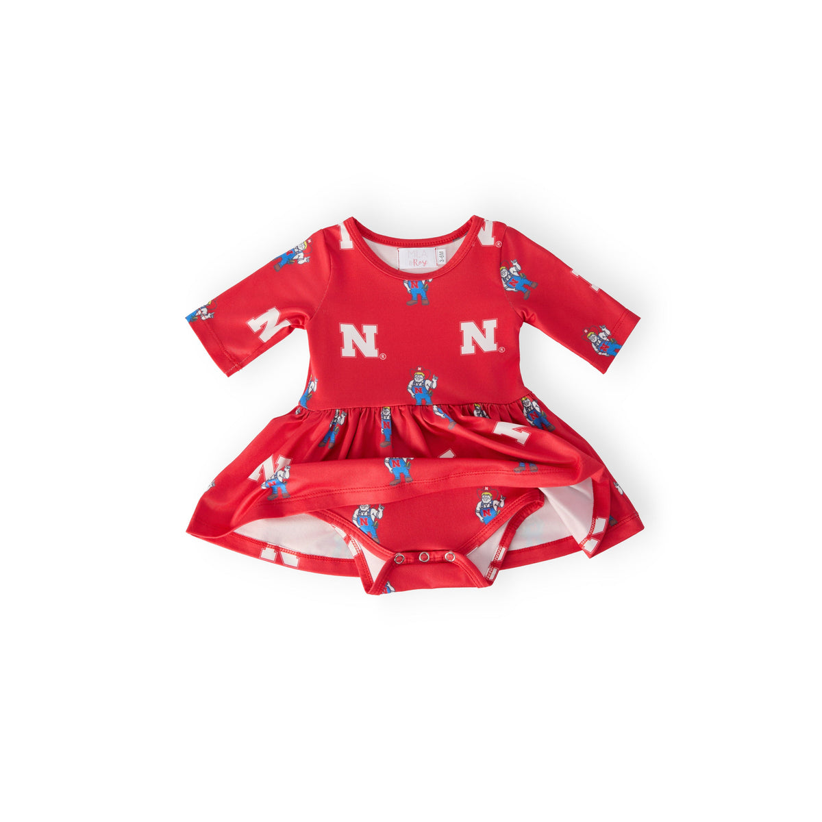 Nebraska Red Herbie Husker 3/4 Sleeve Twirl Bodysuit