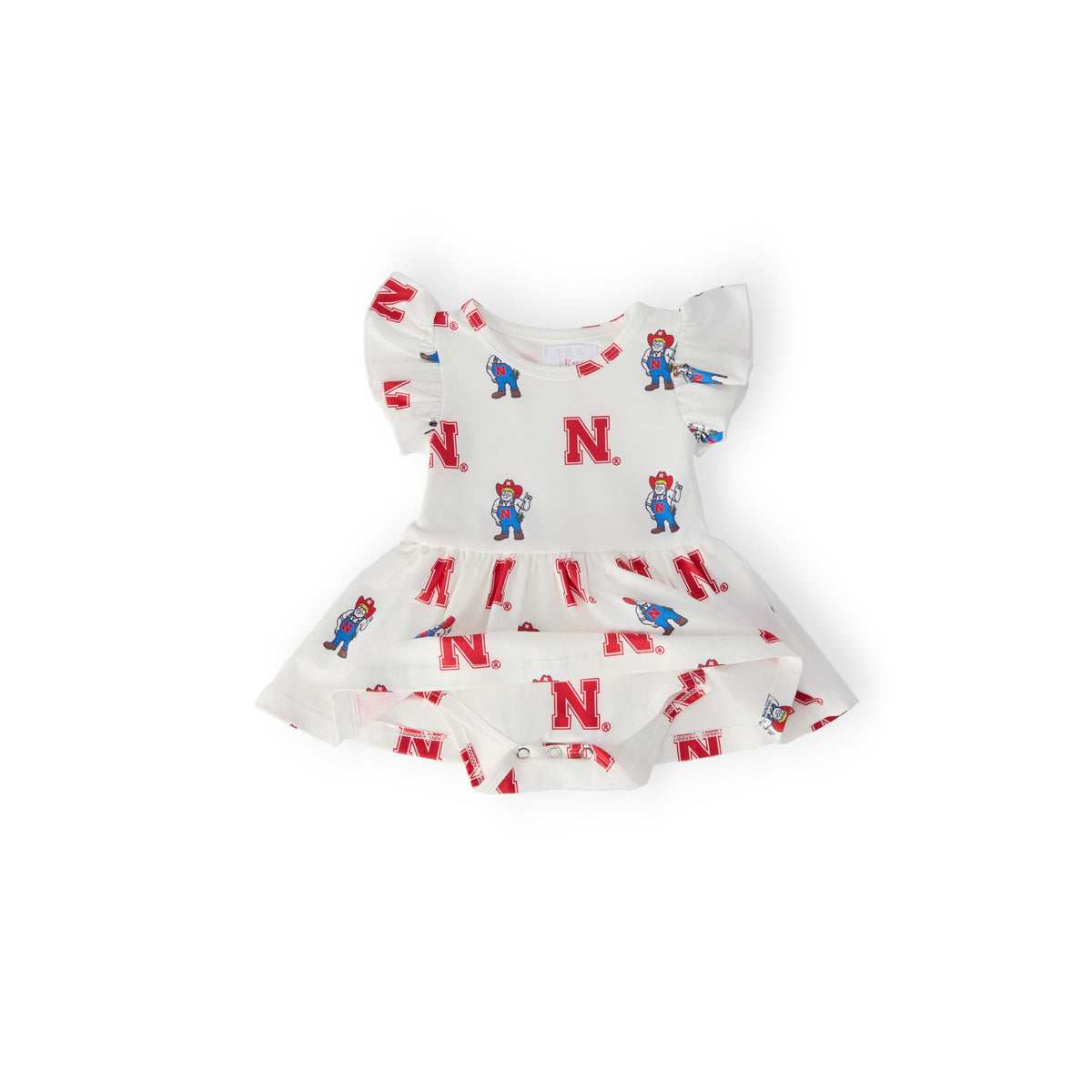 Nebraska White Herbie Husker Flutter Twirl Bodysuit
