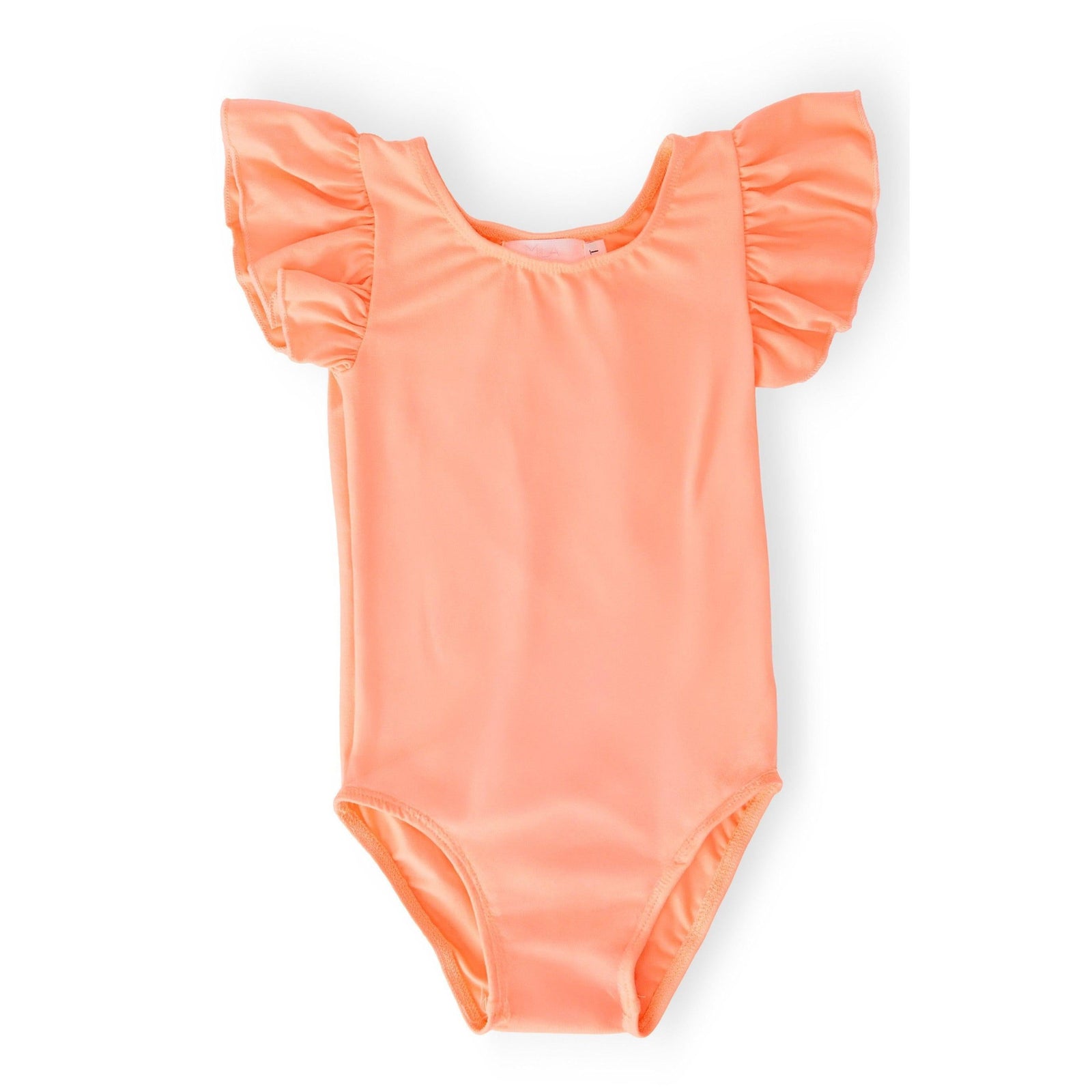 Neon Coral S/S Flutter Sleeve Leotard