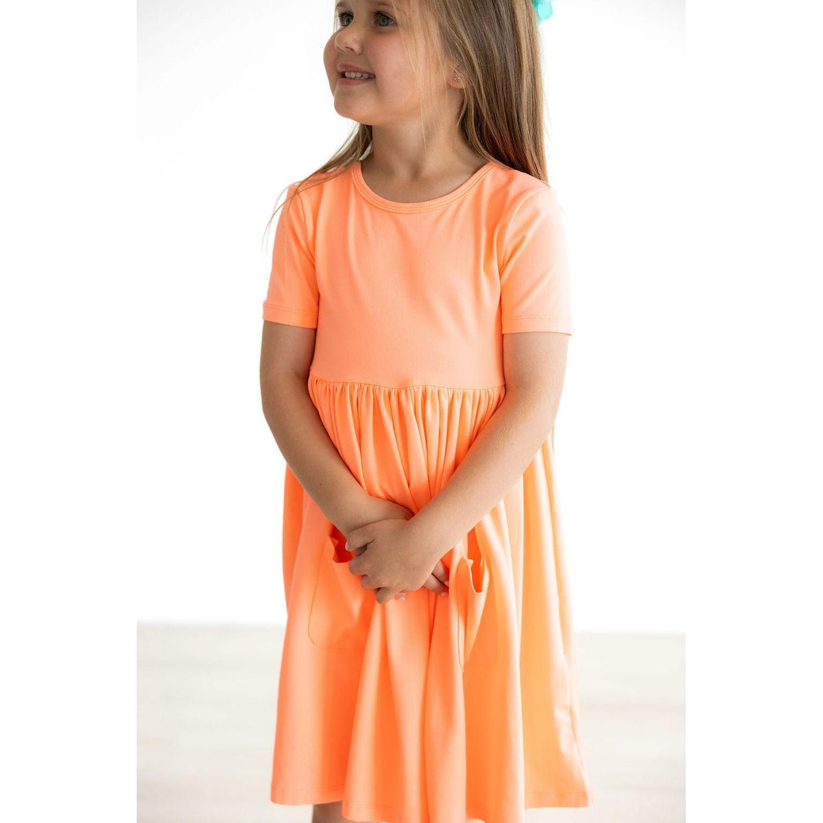 Neon Coral S/S Pocket Twirl Dress