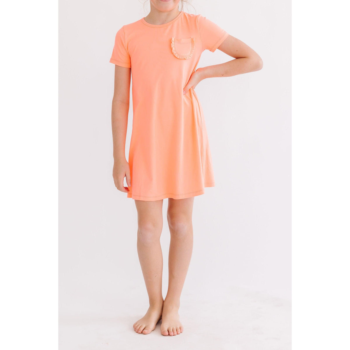 Neon Coral T-Shirt Dress