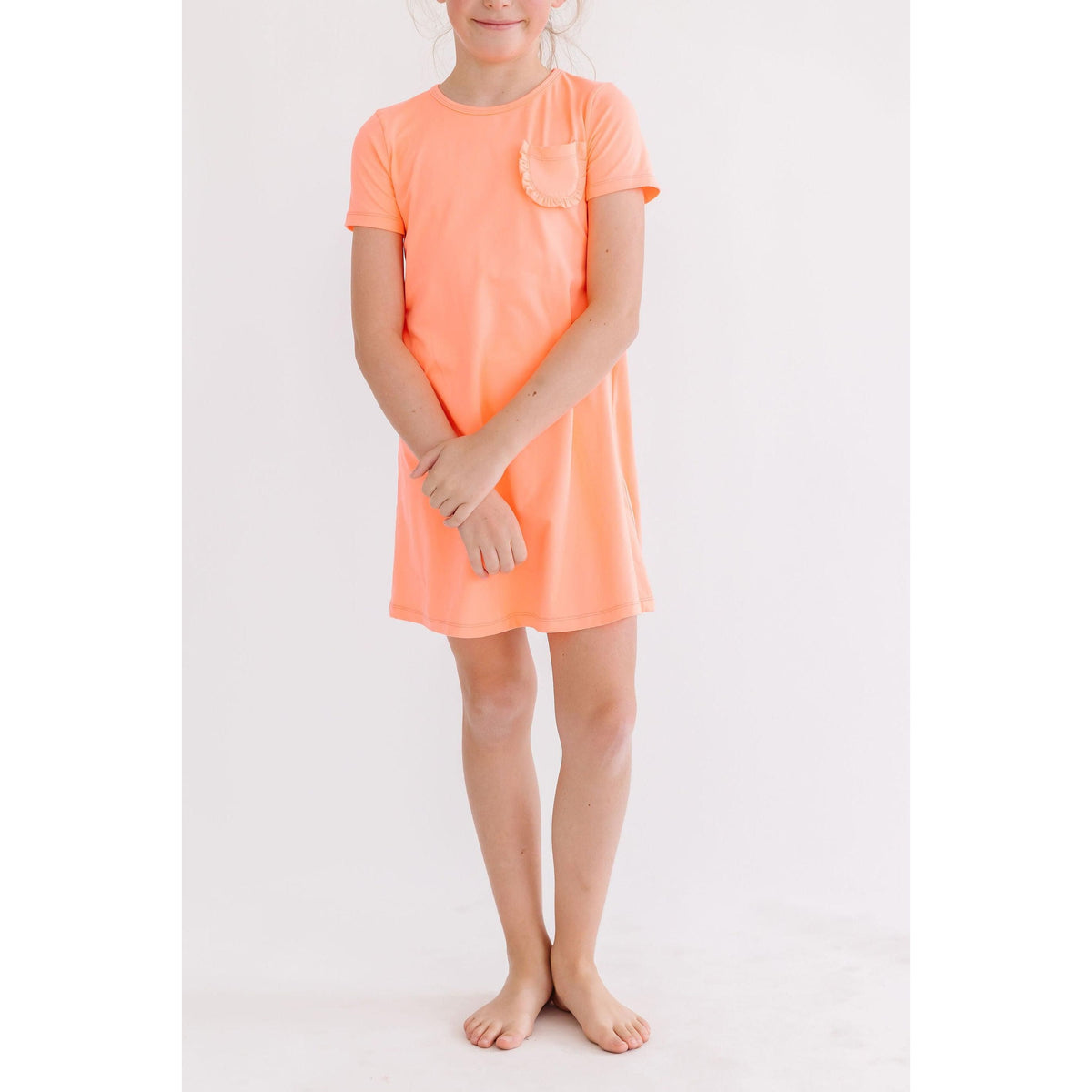 Neon Coral T-Shirt Dress