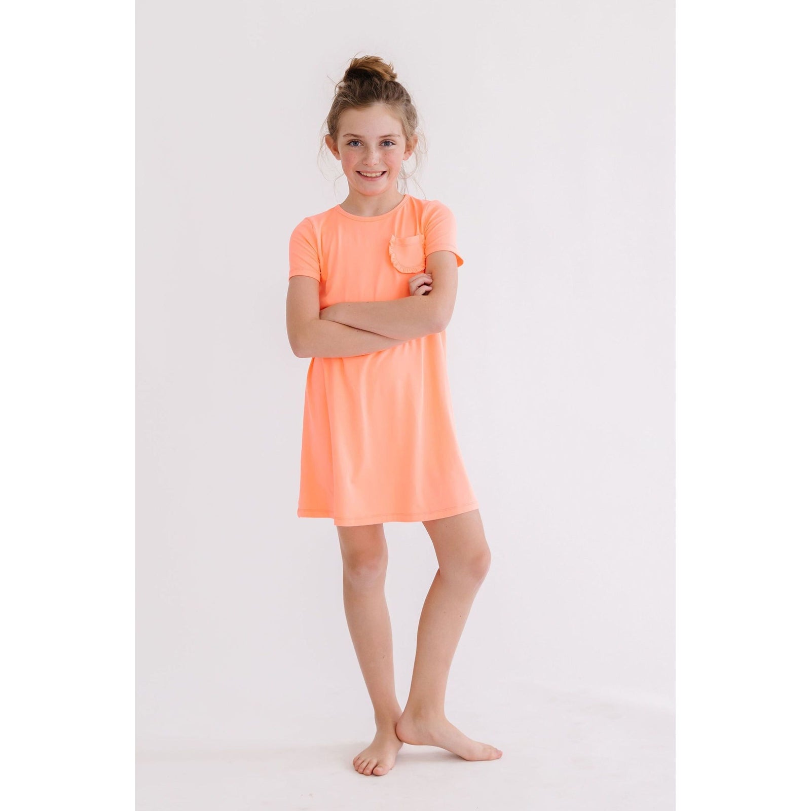 Neon Coral T-Shirt Dress