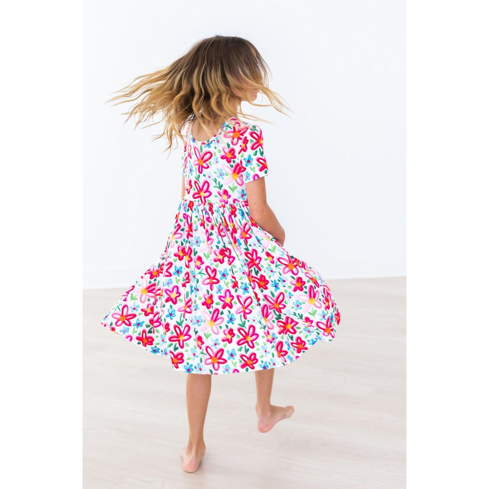 Neon Floral S/S Pocket Twirl Dress