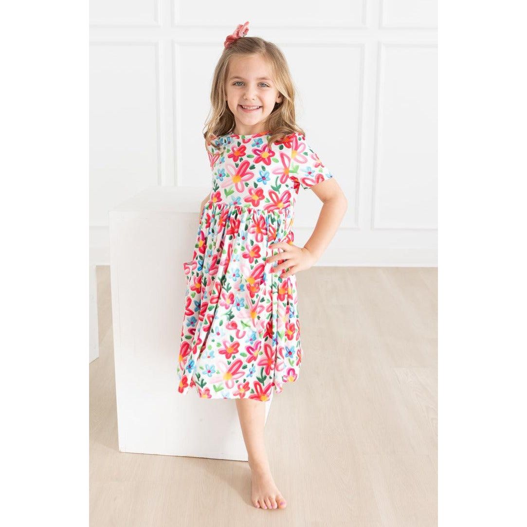 Neon Floral S/S Pocket Twirl Dress