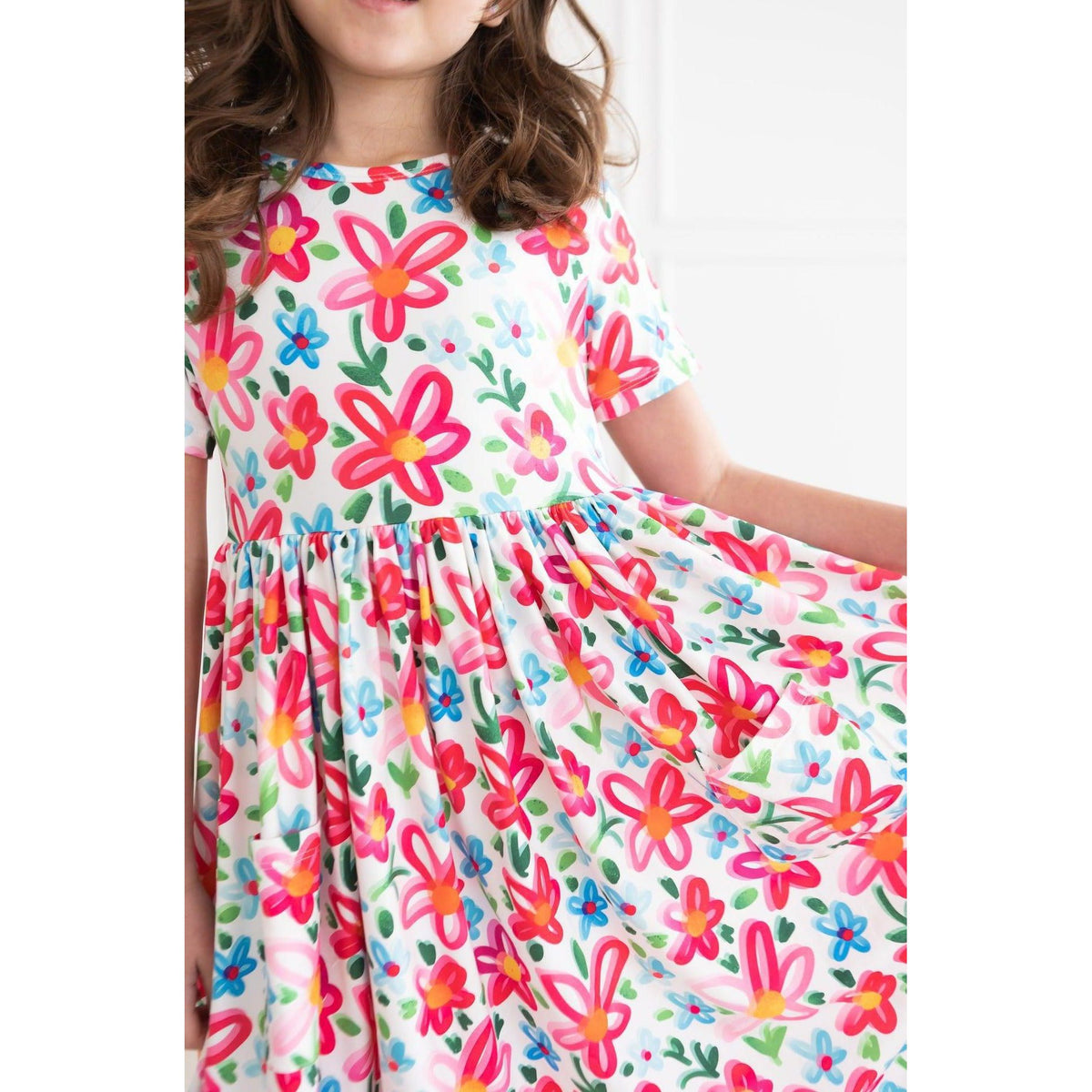 Neon Floral S/S Pocket Twirl Dress