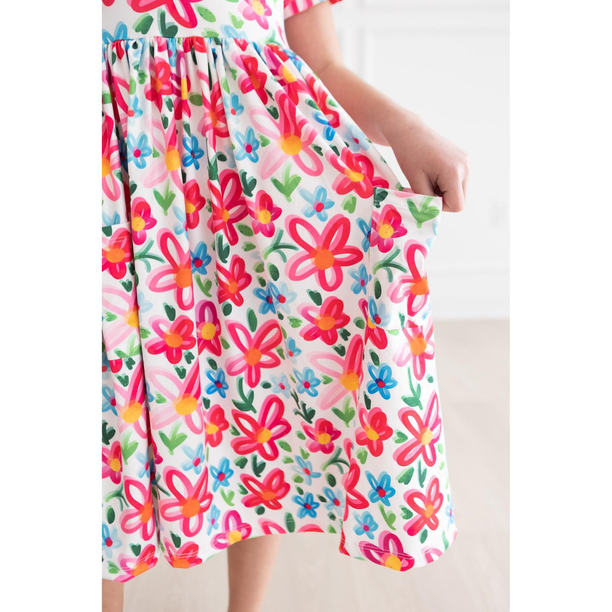 Neon Floral S/S Pocket Twirl Dress