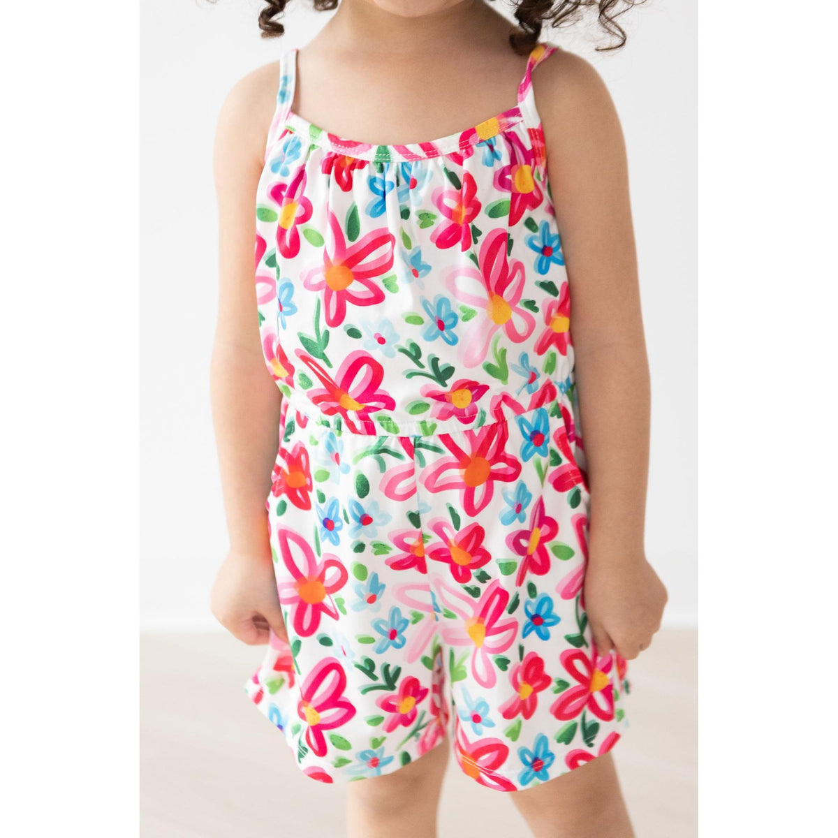 Neon Floral Strappy Play Romper