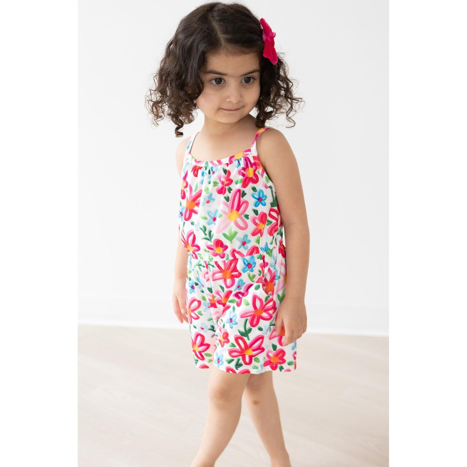 Neon Floral Strappy Play Romper