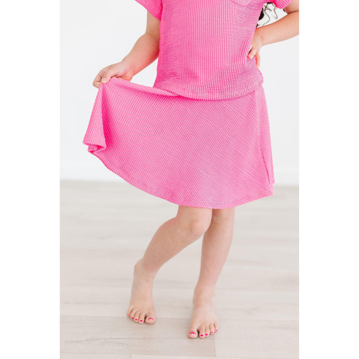 Neon Pink Scrunchy Twirl Skort