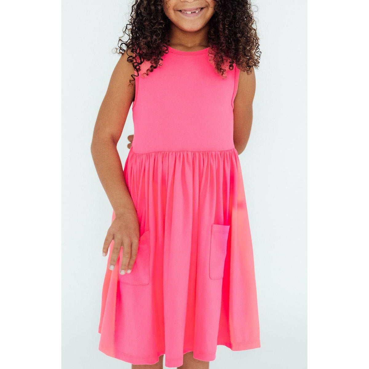 Neon Pink Tank Pocket Twirl Dress