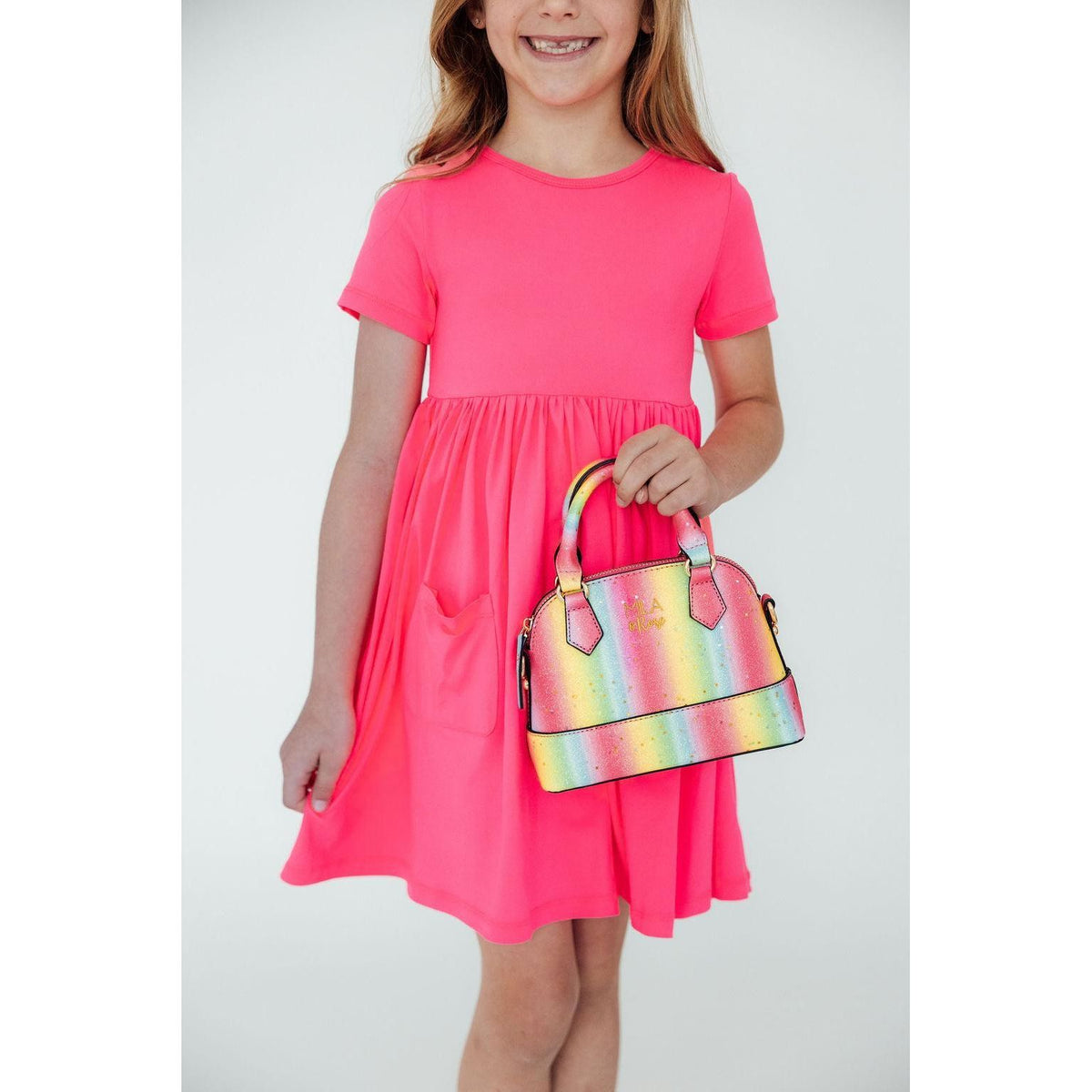 Neon Rainbow Glitter Girl's Crossbody Purse