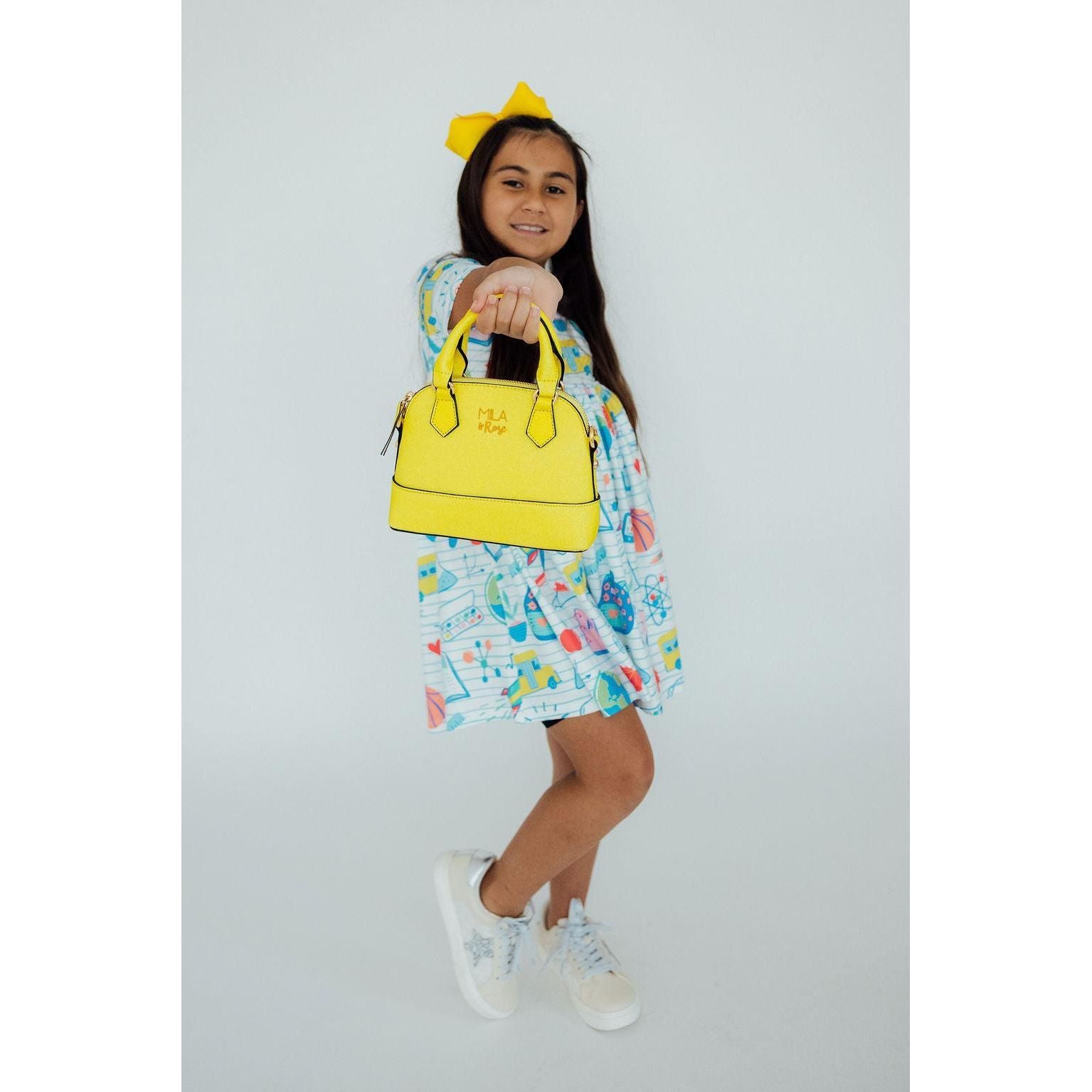 Neon Yellow Glitter Girl's Crossbody Purse