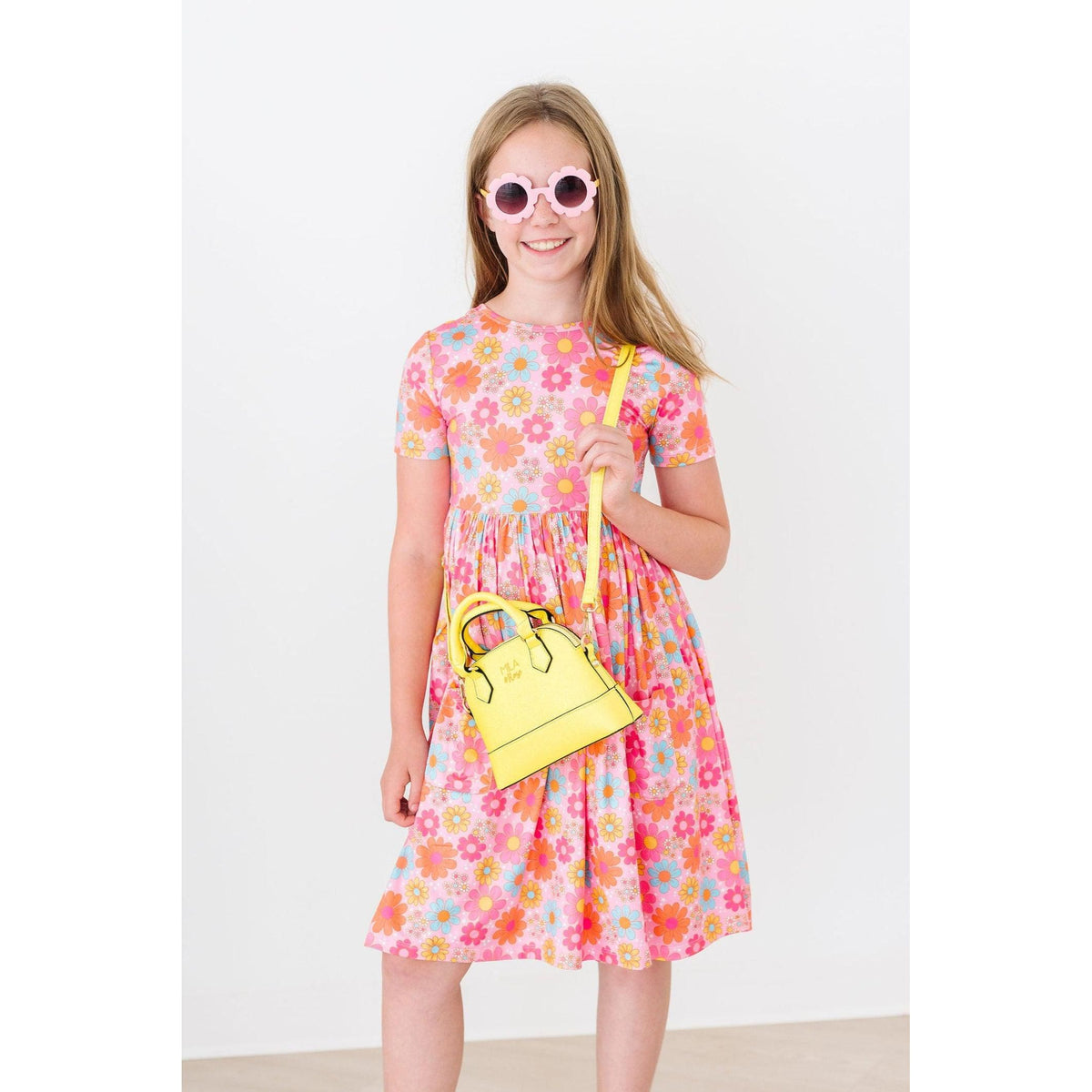 Neon Yellow Glitter Girl's Crossbody Purse