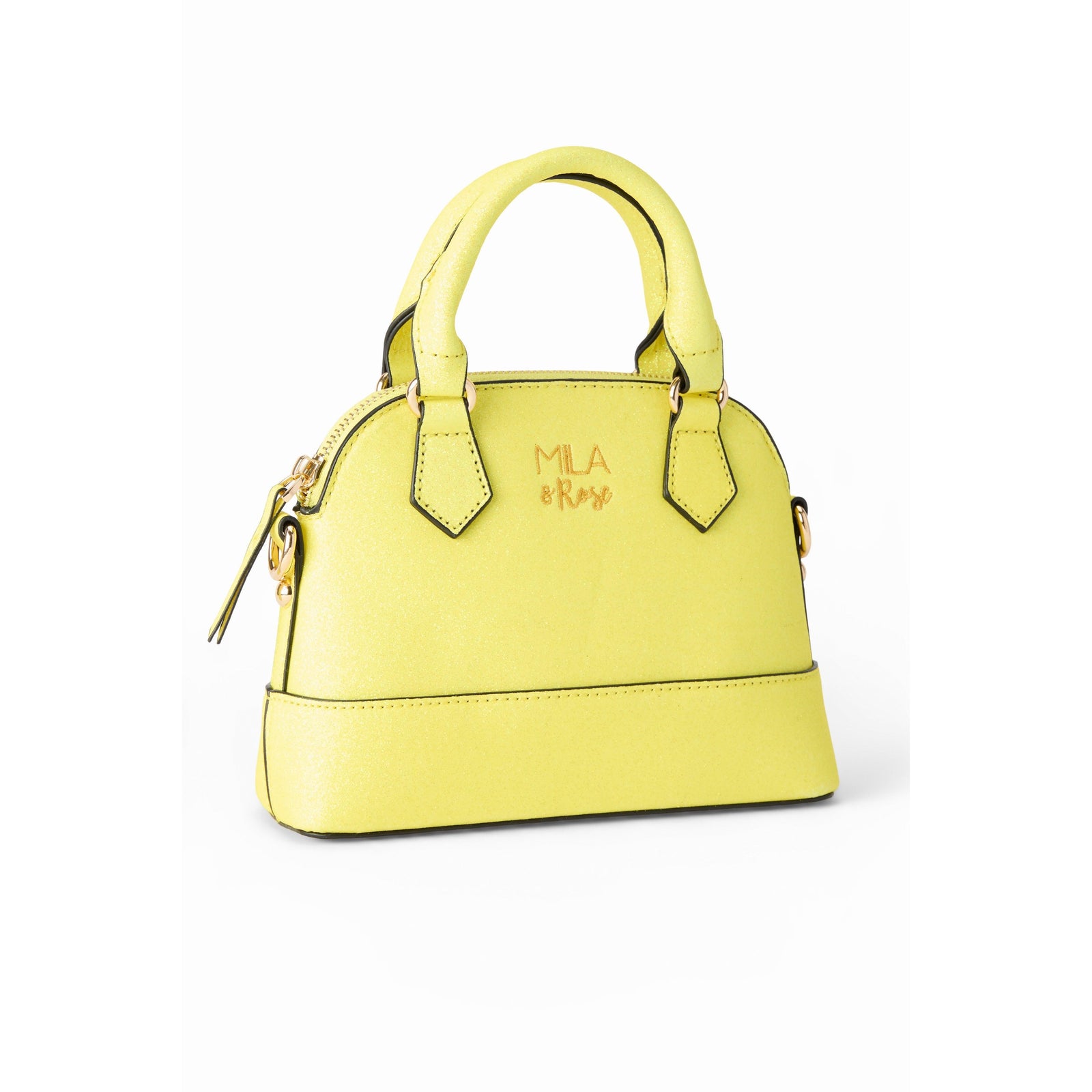 Neon Yellow Glitter Girl's Crossbody Purse