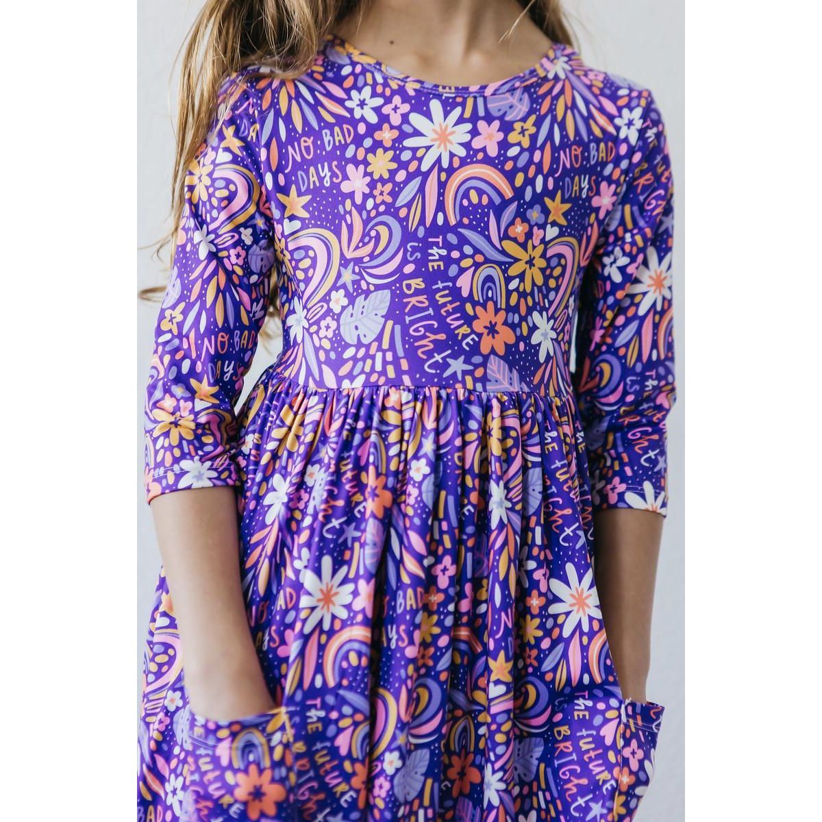 No Bad Days 3/4 Sleeve Pocket Twirl Dress