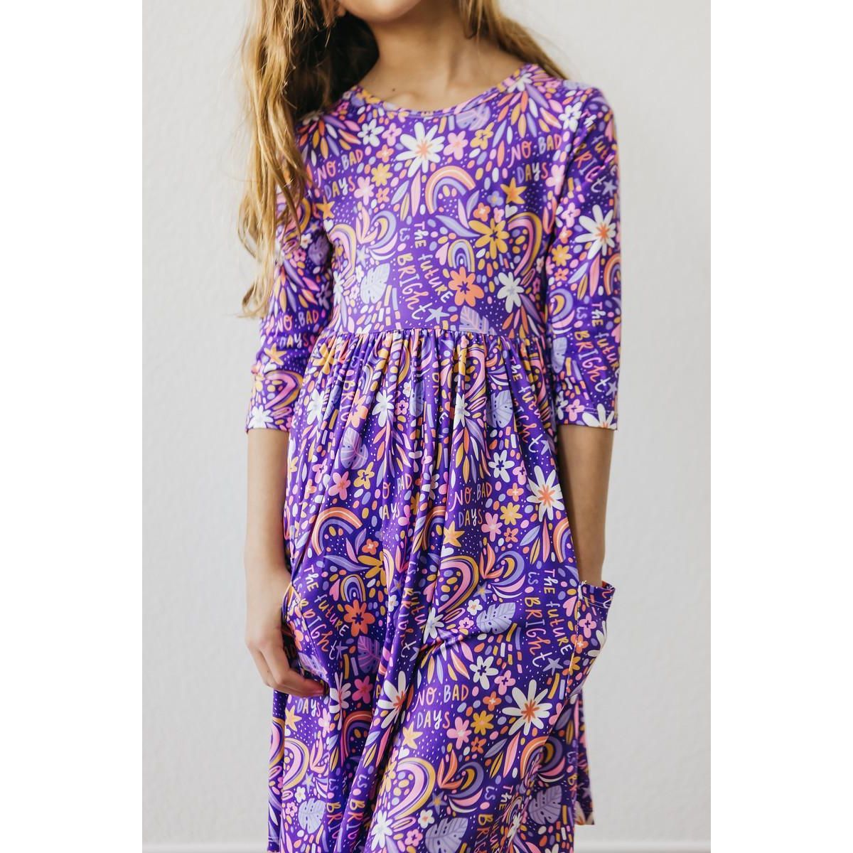 No Bad Days 3/4 Sleeve Pocket Twirl Dress