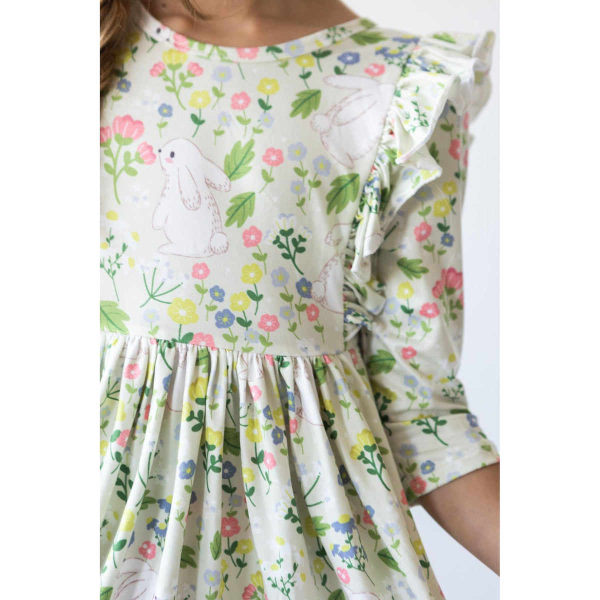 No Bunny Like You 3/4 Sleeve Ruffle Twirl Dress