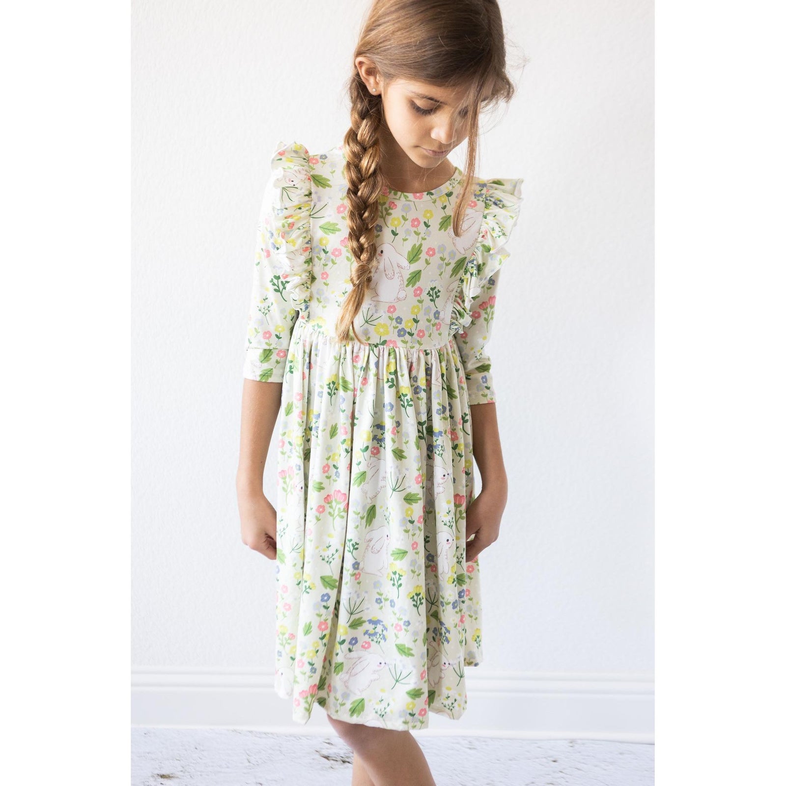 No Bunny Like You 3/4 Sleeve Ruffle Twirl Dress