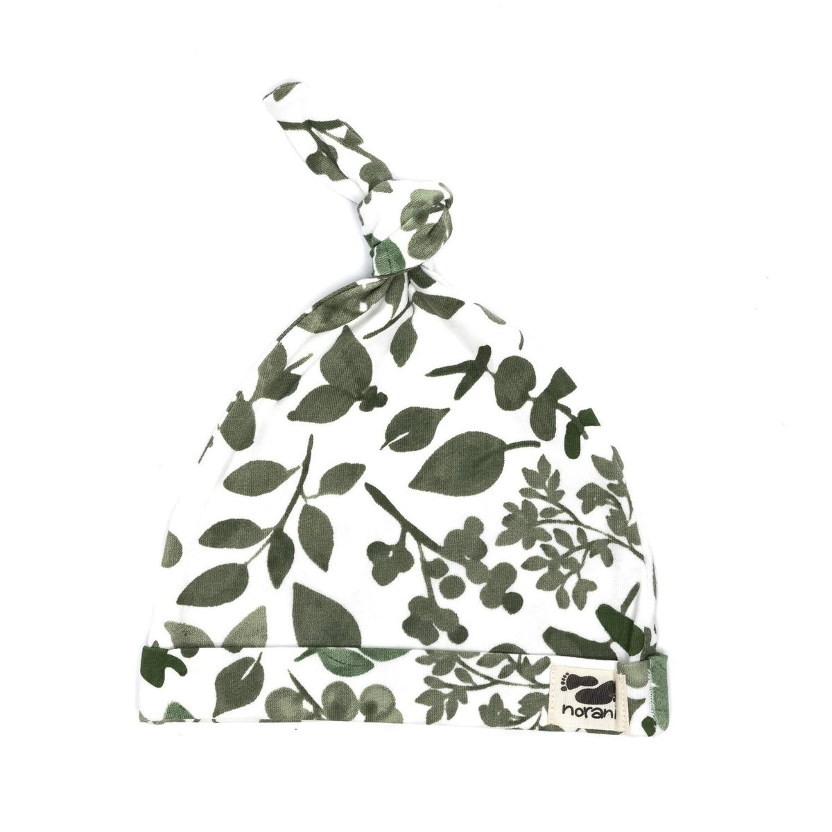 Organic Baby Beanie - Green Leaves