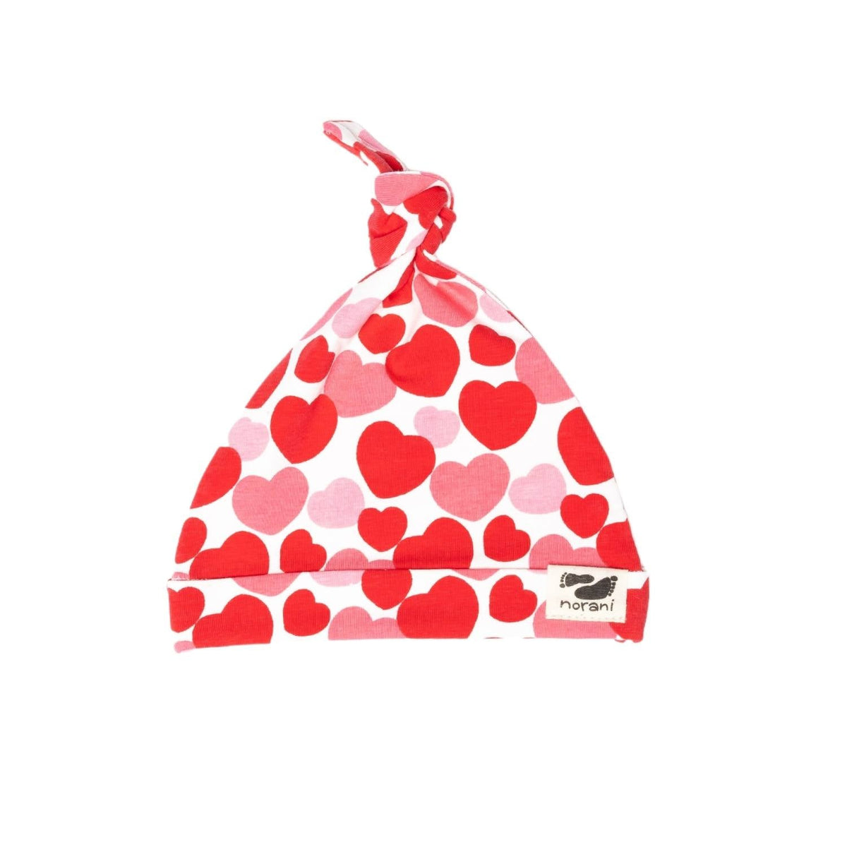 Organic Baby Beanie - Red &amp; Pink Hearts