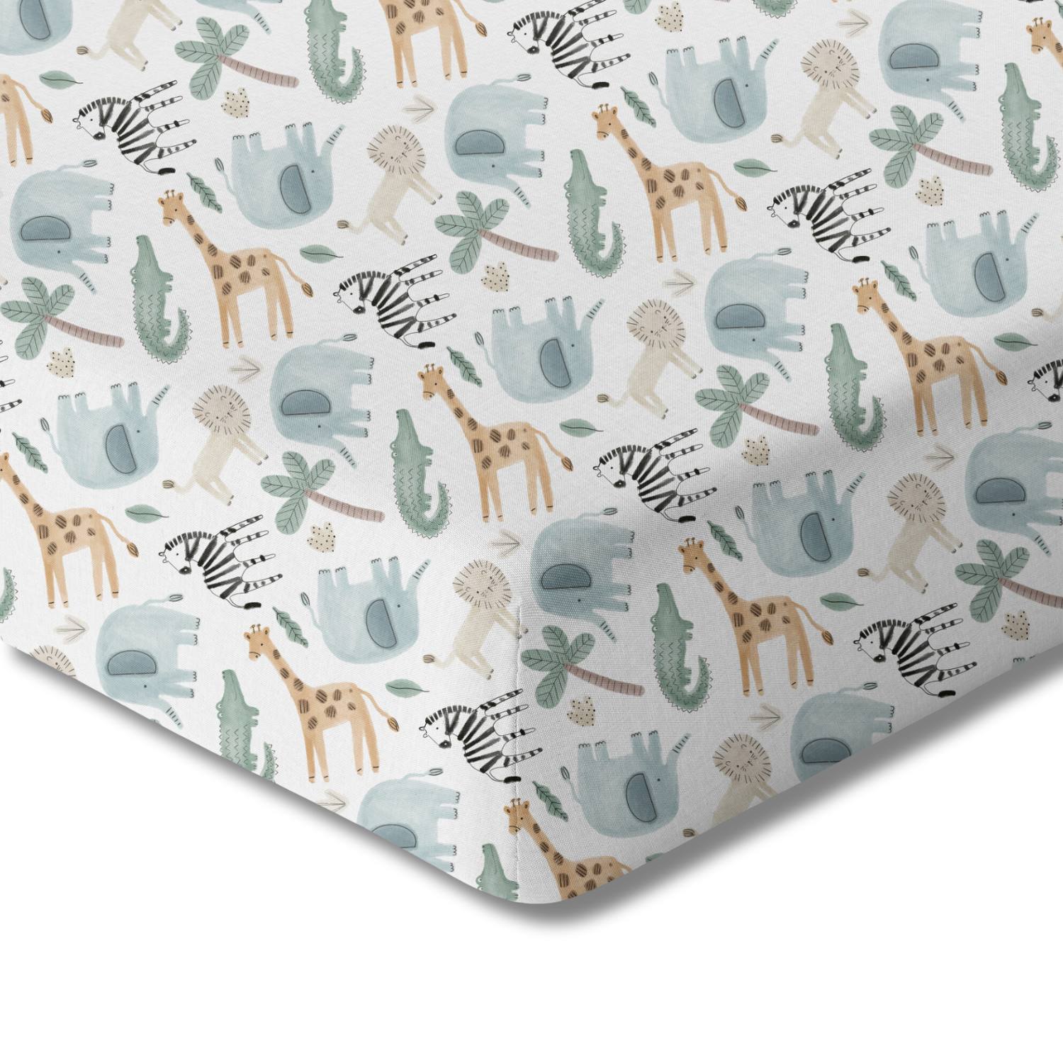 Organic Crib Sheet - Safari Animals
