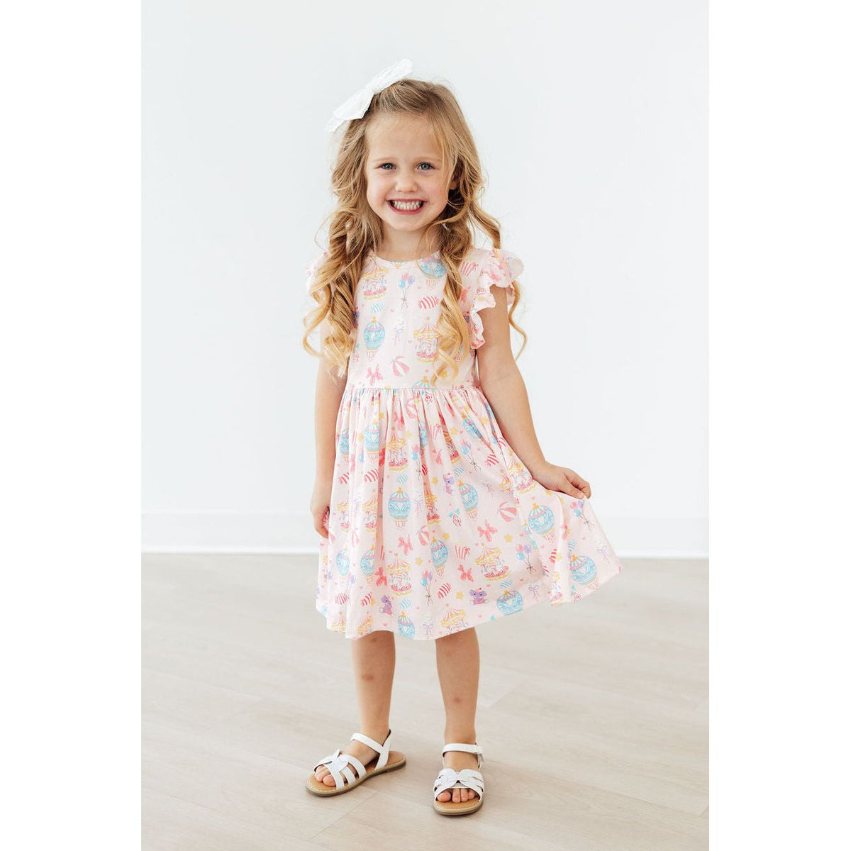 Off to the Circus Flutter Sleeve Twirl Dress